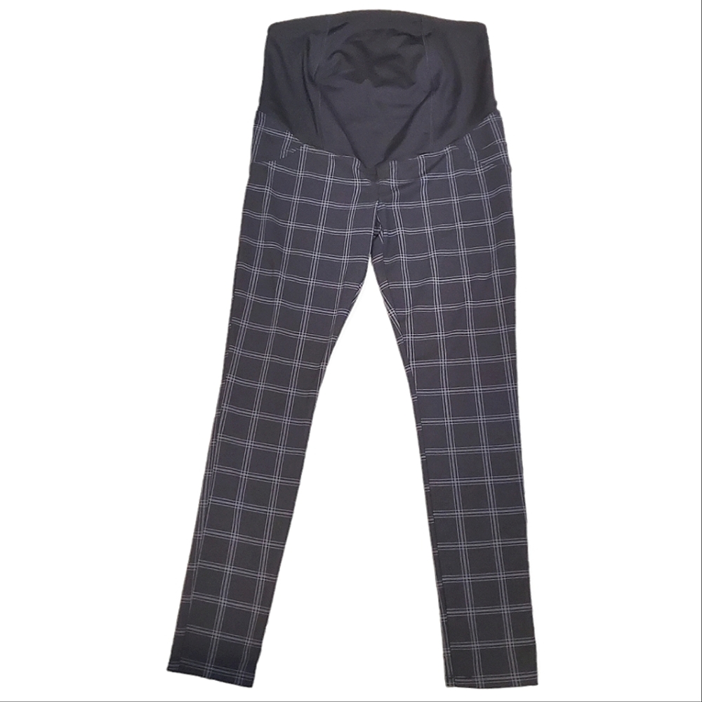 ISABEL MATERNITY | Women's black plaid striped maternity pants. Size medium.